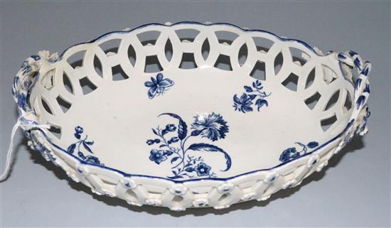 Worcester blue and white chestnut basket (restored)